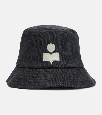 Isabel Marant Logo-embroidered Denim Bucket Hat In Black