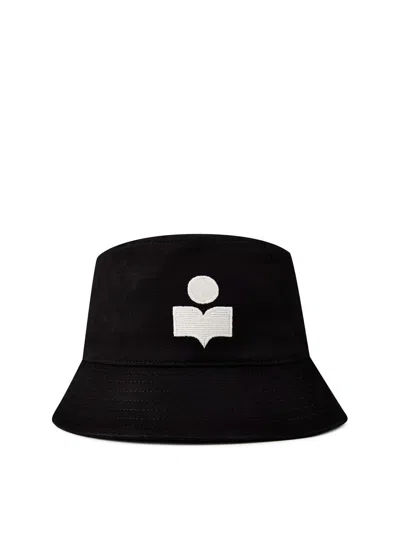 Isabel Marant Black And Ecru Haley Embroidered Logo Bucket Hat