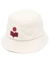 Isabel Marant Haley Cotton Embroidered Bucket Hat In Ecrd Ecru/red