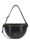 Isabel Marant Half-moon Shaped Leather Bag With Gold-tone Studs In Black