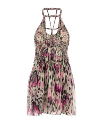 Isabel Marant Mini Abito Rozilda In Seta Stampata Donna In Multi