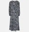 Isabel Marant Hanane Ruffled Printed Silk-blend Maxi Dress In Blue