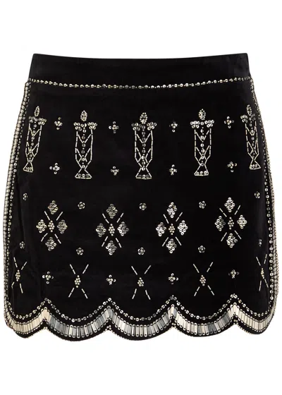 ISABEL MARANT ISABEL MARANT HANDORE BEADED VELVET MINI SKIRT