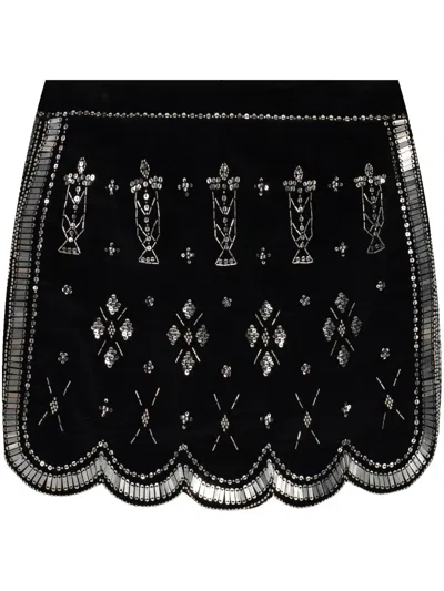 Isabel Marant Handore Mini Skirt In Black And Silver