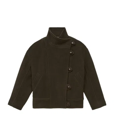 Isabel Marant Hanis Short Wool Blend Coat In Green