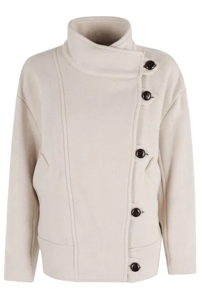 ISABEL MARANT HANISGB BALLOON-CUT WOOL-BLEND JACKET WITH HIGH COLLAR