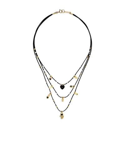 Isabel Marant Happiness Layered Necklace In Black