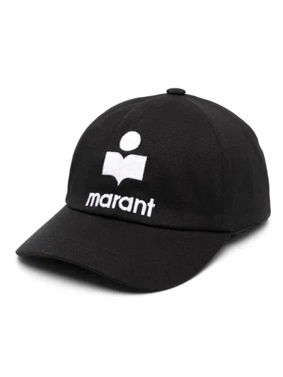 Isabel Marant Embroidered Logo Cotton Cap In Black