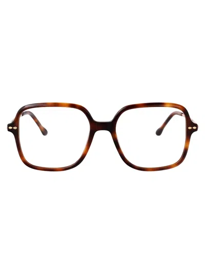 Isabel Marant Havana Gold Acetate Glasses In Burgundy