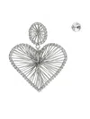 Isabel Marant Heart Shaped Wire Design Crystal Earrings In Metallic