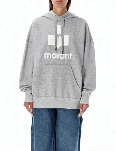Isabel Marant Heather Grey Hoodie With Drawstring And Bold Logo In Gray