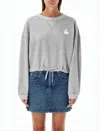 Isabel Marant Heather Grey Long-sleeve Sweatshirt With Adjustable Drawstring Hem In Gray