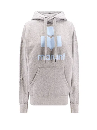 Isabel Marant Heathered Fabric Hoodie With Graphic Logo Detail In Gray