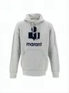 Isabel Marant Heathered Grey Hoodie With Contrasting Logo In Gray