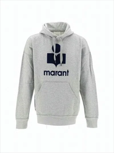 ISABEL MARANT HEATHERED GREY HOODIE WITH CONTRASTING LOGO