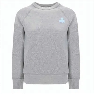 Isabel Marant Heathered Grey Long-sleeve Sweatshirt With Ribbed Cuffs In Gray