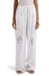 ISABEL MARANT HECTORINA EYELET EMBROIDERED RELAXED PANTS