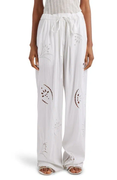 Isabel Marant Hectorina Eyelet Embroidered Relaxed Trousers In White
