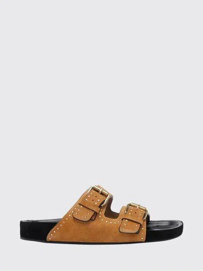 Isabel Marant Lennyo Studded Suede Low-heeled Sandals With Double Strap In Brown