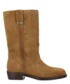 Isabel Marant Almond Toe Suede Block Heel Boots In Beige