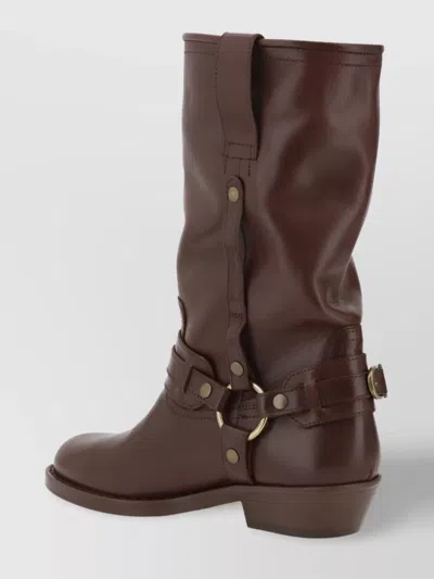ISABEL MARANT HEIKO ANKLE LAP LEATHER BLOCK HEEL BOOTS