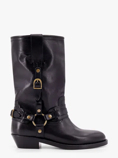 Isabel Marant Heiko Leather Boots With Straps In Black