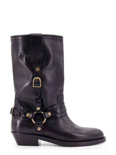 Isabel Marant Heiko Leather Boots With Straps In Black