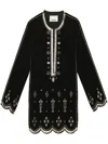 Isabel Marant Helene Embellished Cotton-velvet Mini Dress In Black