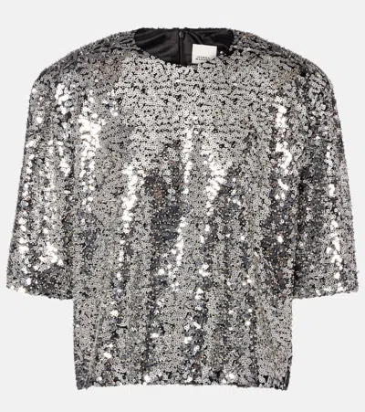 Isabel Marant Helga Sequined Top In Gray
