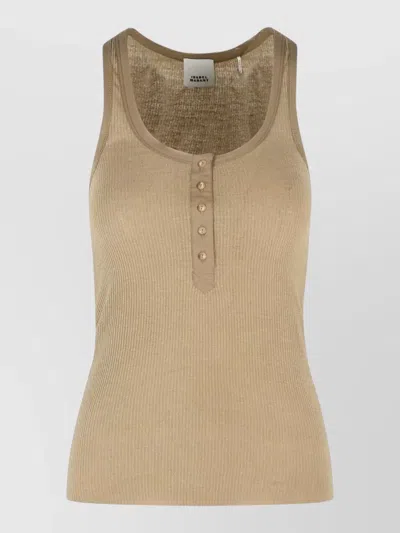 Isabel Marant Helma Ribbed Silk Jersey Tank In Neutral