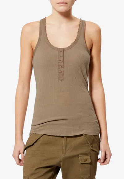 Isabel Marant Helma Ribbed Tank Top In Brown