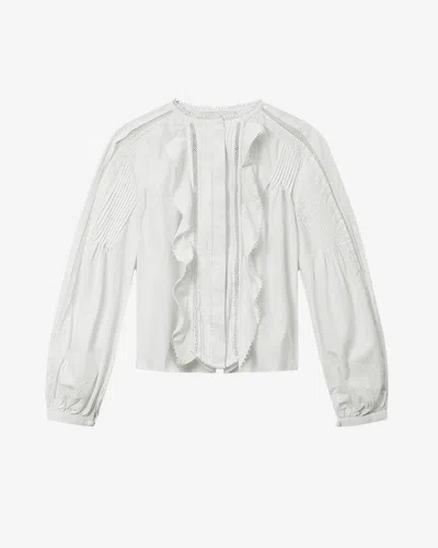 Isabel Marant Cubraly Lace-trimmed Ruffled Pintucked Cotton-poplin Blouse In White