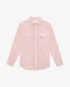 Isabel Marant Vasco Corduroy Snap-up Shirt In Soft Pink
