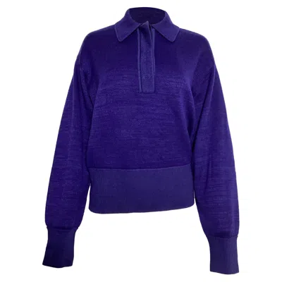 Isabel Marant Heron Collared Sweater In Purple Wool In Blue