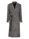 Isabel Marant Ebyane Chevron Wool-blend Tweed Coat In Gray