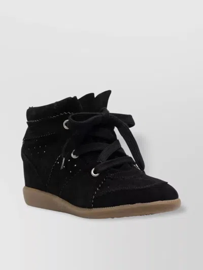 Isabel Marant Hidden Wedge Sneakers With Scalloped Edges In Black