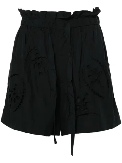 Isabel Marant Hidea Broderie-anglaise Shorts In Black