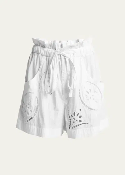 Isabel Marant Hidea Eyelet Paperbag Shorts In White