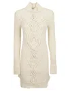 Isabel Marant High Collar Beige Dress In White
