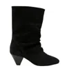 Isabel Marant Suede Leather Cone Heel Ankle Boots In Black