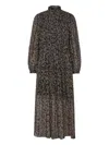 Isabel Marant High-neck Floral-print Midi Dress In Black