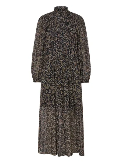 ISABEL MARANT HIGH-NECK FLORAL-PRINT MIDI DRESS