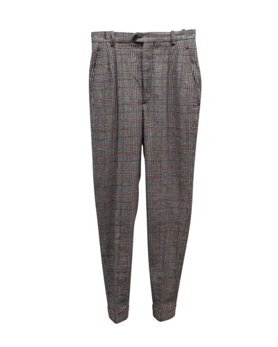 Isabel Marant High Rise Checked Pants In Beige Polyester In Gray