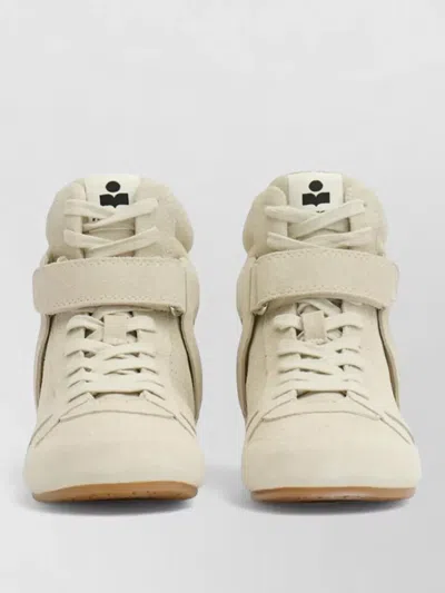 Isabel Marant High Top Suede Sneakers Ankle Length Perforated In Neutral