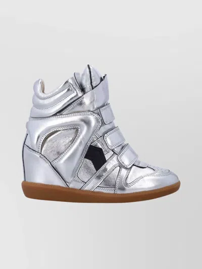 Isabel Marant High-top Wedge Sneakers Metallic Finish In Silver