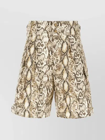 Isabel Marant High Waist Animal Print Bermuda Shorts In Brown