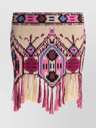 Isabel Marant High Waist Knit Skirt With Fringe Detailing