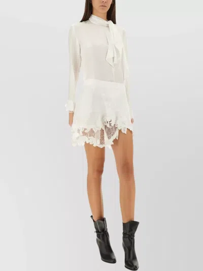 Isabel Marant High Waist Mini Skirt With Lace Detail In White