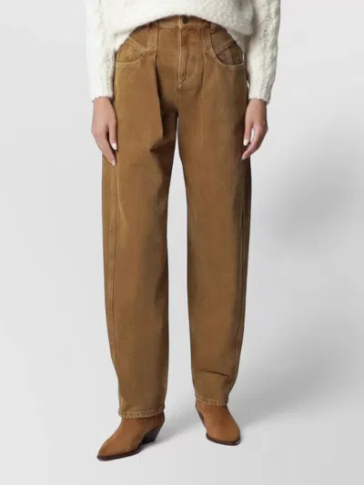 Isabel Marant High Waist Straight Leg Denim Trousers In Brown