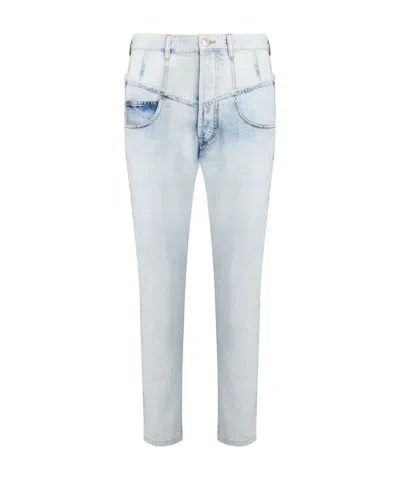 Isabel Marant High Waist Zipper Denim Trousers In White